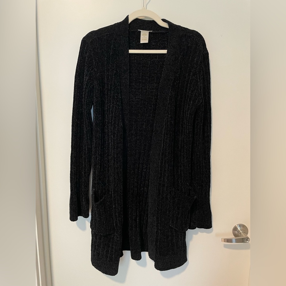 Matty M Black Open-Front Cardigan